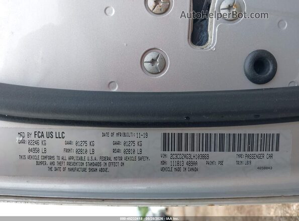 2C3CDZAG3LH103869 2020 DODGE CHALLENGER Gray Շարժիչի բաժամունքի տեսք