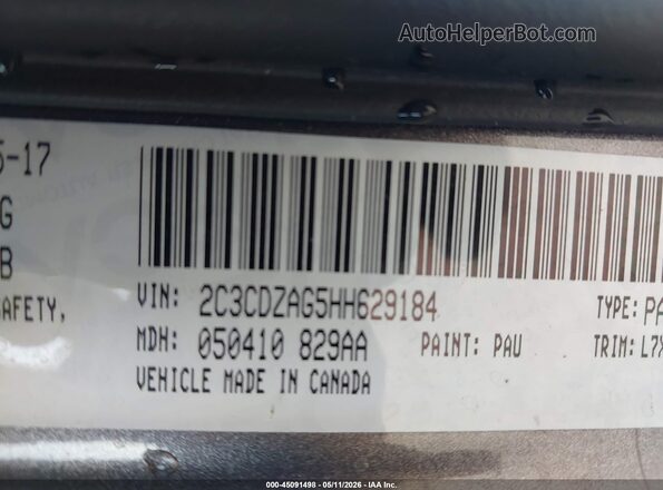 2C3CDZAG5HH629184 2017 DODGE CHALLENGER Gray Engine compartment view