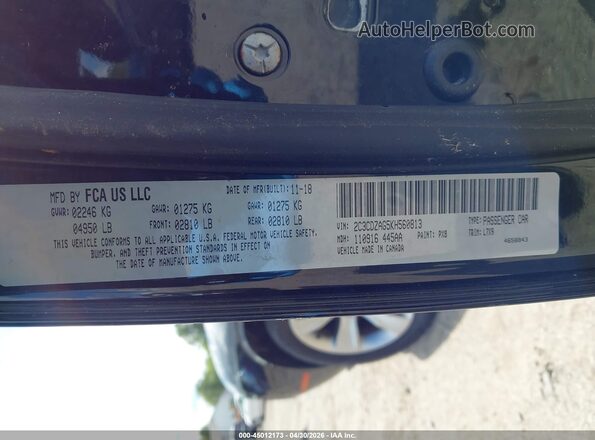 2C3CDZAG5KH560813 2019 DODGE CHALLENGER Black Engine compartment view