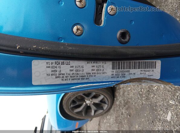 2C3CDZAG6GH249995 2016 DODGE CHALLENGER Blue ძრავის განყოფილების ხედი