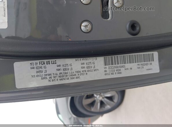 2C3CDZAG6KH560691 2019 DODGE CHALLENGER Gray ძრავის განყოფილების ხედი