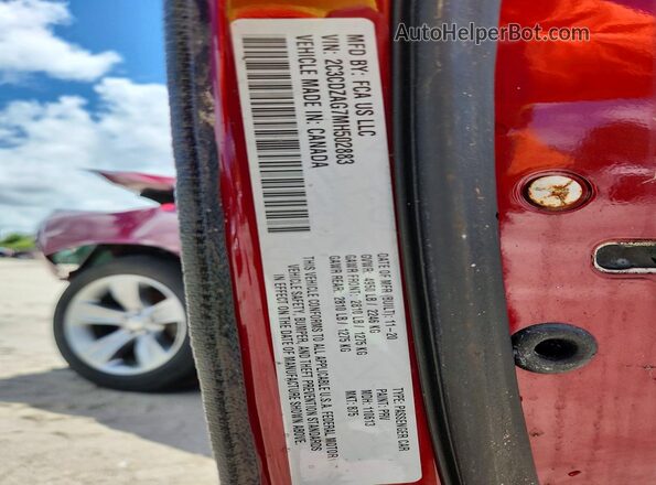 2C3CDZAG7MH502883 2021 DODGE CHALLENGER Maroon ძრავის განყოფილების ხედი