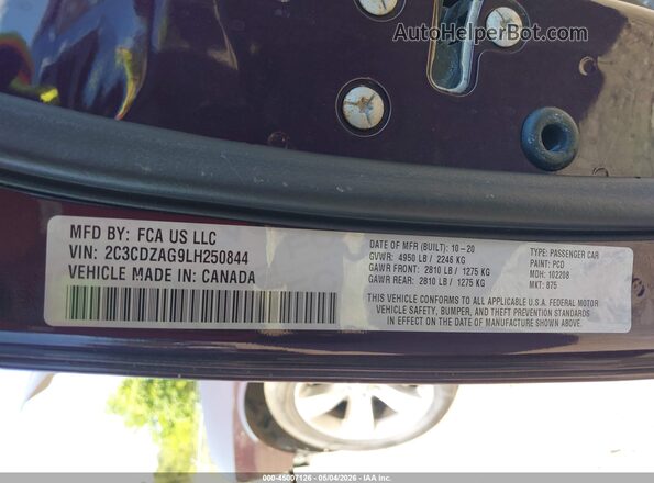 2C3CDZAG9LH250844 2020 DODGE CHALLENGER Purple Շարժիչի բաժամունքի տեսք