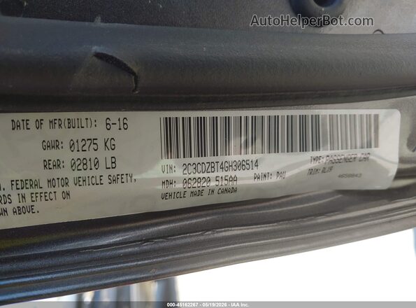 2C3CDZBT4GH306514 2016 DODGE CHALLENGER Gray Vista del compartimento del motor