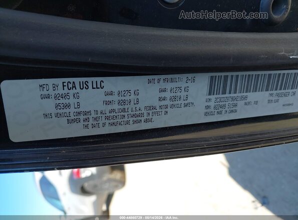 2C3CDZBT9GH218509 2016 DODGE CHALLENGER Black ძრავის განყოფილების ხედი