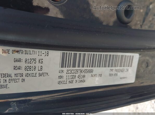2C3CDZBT9KH550880 2019 DODGE CHALLENGER Black 