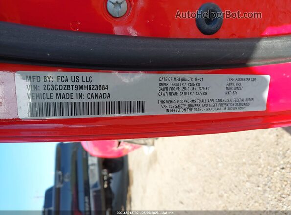 2C3CDZBT9MH623684 2021 DODGE CHALLENGER Red Widok komory silnika
