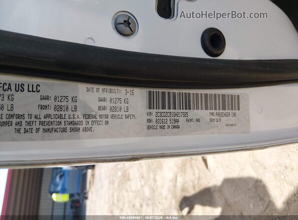 2C3CDZC91GH217325 2016 DODGE CHALLENGER Белый Вид подкапотного пространства