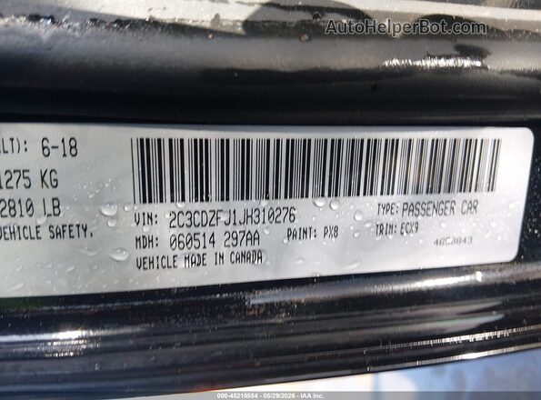 2C3CDZFJ1JH310276 2018 DODGE CHALLENGER Black Շարժիչի բաժամունքի տեսք
