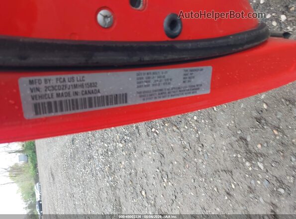 2C3CDZFJ1MH615832 2021 DODGE CHALLENGER Orange ძრავის განყოფილების ხედი