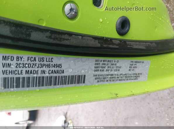 2C3CDZFJ3PH614945 2023 DODGE CHALLENGER Green Вид підкапотного простору