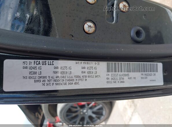 2C3CDZFJ6JH288095 2018 DODGE CHALLENGER Черный Вид подкапотного пространства