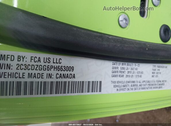 2C3CDZGG6PH663009 2023 DODGE CHALLENGER Green 