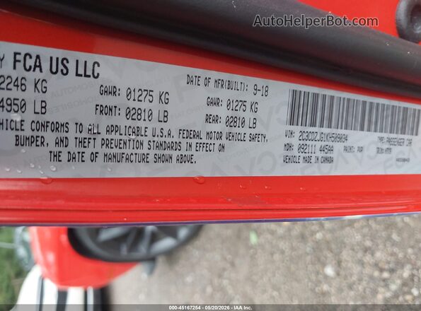 2C3CDZJG1KH509034 2019 DODGE CHALLENGER Orange Widok komory silnika