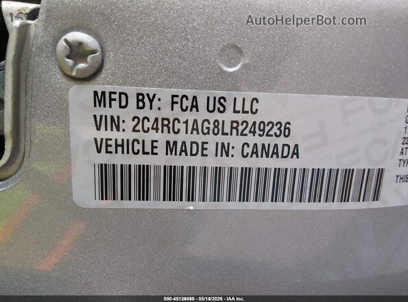 2C4RC1AG8LR249236 2020 CHRYSLER VOYAGER Silver Widok komory silnika