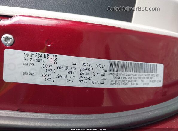 2C4RC1BG0LR196448 2020 CHRYSLER PACIFICA Red Շարժիչի բաժամունքի տեսք