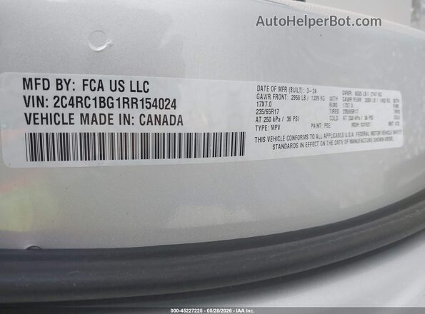 2C4RC1BG1RR154024 2024 CHRYSLER PACIFICA Серебряный Вид подкапотного пространства