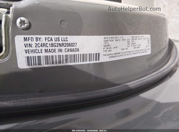 2C4RC1BG2NR206027 2022 CHRYSLER PACIFICA Gray Engine compartment view