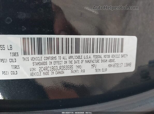 2C4RC1BG3JR353595 2018 CHRYSLER PACIFICA Black Շարժիչի բաժամունքի տեսք