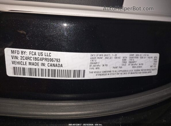 2C4RC1BG4PR596793 2023 CHRYSLER PACIFICA Black Շարժիչի բաժամունքի տեսք