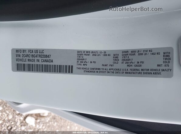 2C4RC1BG4TR220847 2026 CHRYSLER PACIFICA White 