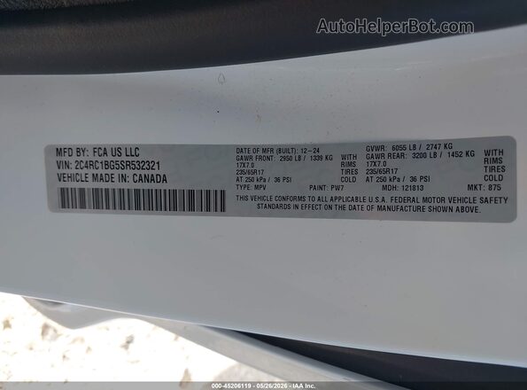 2C4RC1BG5SR532321 2025 CHRYSLER PACIFICA White 