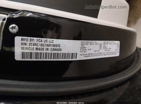 2C4RC1BG7NR198975 2022 CHRYSLER PACIFICA Черный Вид подкапотного пространства