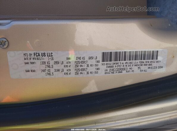 2C4RC1CG2GR283613 2016 CHRYSLER TOWN & COUNTRY Cream Widok komory silnika