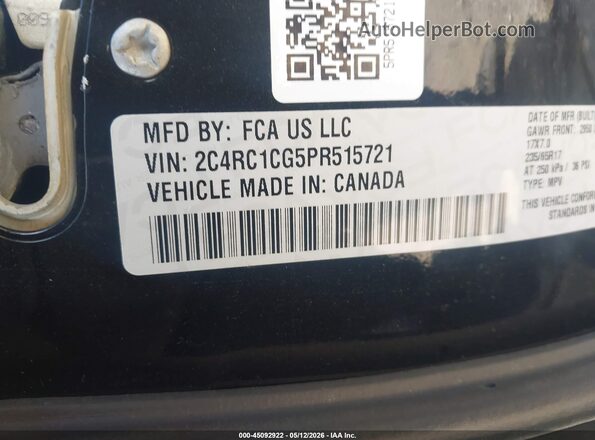 2C4RC1CG5PR515721 2023 CHRYSLER VOYAGER Черный Вид подкапотного пространства