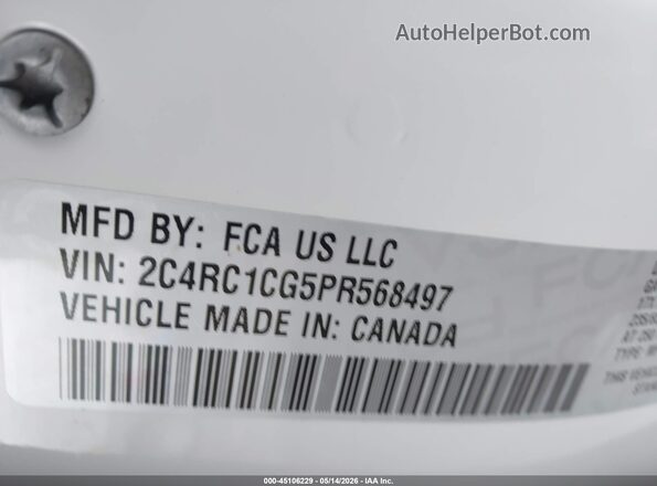 2C4RC1CG5PR568497 2023 CHRYSLER VOYAGER White Շարժիչի բաժամունքի տեսք
