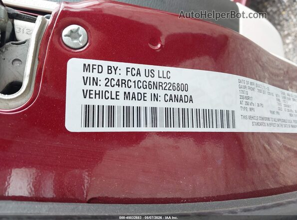 2C4RC1CG6NR226800 2022 CHRYSLER VOYAGER Red Widok komory silnika