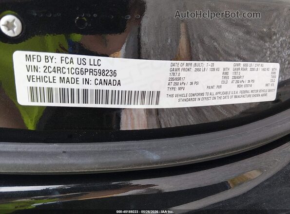 2C4RC1CG6PR598236 2023 CHRYSLER VOYAGER Black 