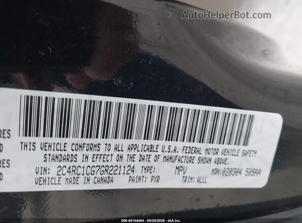 2C4RC1CG7GR221124 2016 CHRYSLER TOWN & COUNTRY Black Vista del compartimento del motor
