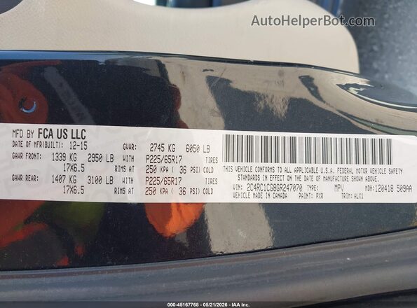 2C4RC1CG8GR247070 2016 CHRYSLER TOWN & COUNTRY Black Вид підкапотного простору