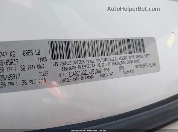 2C4RC1DG2LR151380 2020 CHRYSLER VOYAGER Белый Вид подкапотного пространства