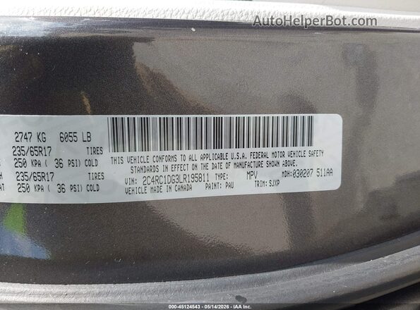 2C4RC1DG3LR195811 2020 CHRYSLER VOYAGER Gray Engine compartment view