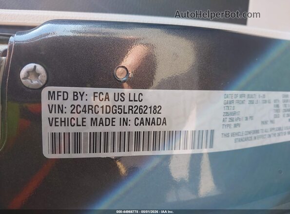 2C4RC1DG5LR262182 2020 CHRYSLER VOYAGER Gray Vista del compartimento del motor