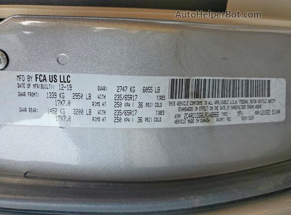 2C4RC1DG6LR148966 2020 CHRYSLER VOYAGER Silver Вид наклейки з VIN-кодом