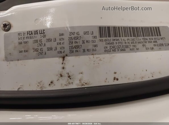 2C4RC1DG7LR156817 2020 CHRYSLER VOYAGER White Вид підкапотного простору