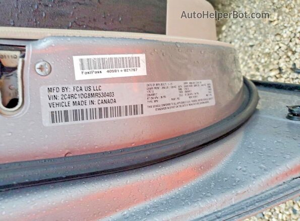 2C4RC1DG8MR530403 2021 CHRYSLER VOYAGER Silver VIN կոդի պիտակի տեսք
