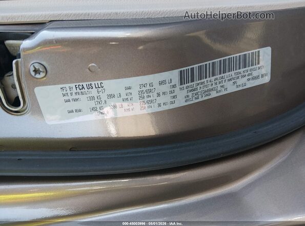 2C4RC1EG0HR804312 2017 CHRYSLER PACIFICA Tan 