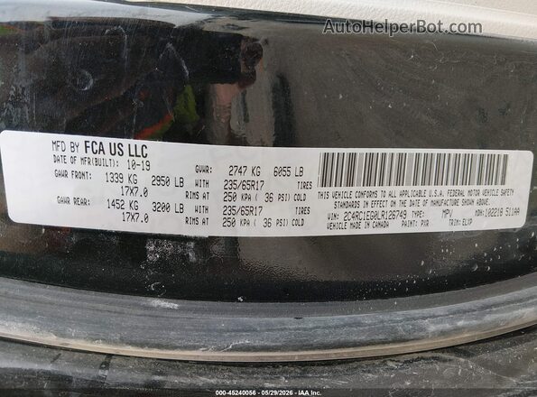 2C4RC1EG0LR126749 2020 CHRYSLER PACIFICA Black ძრავის განყოფილების ხედი