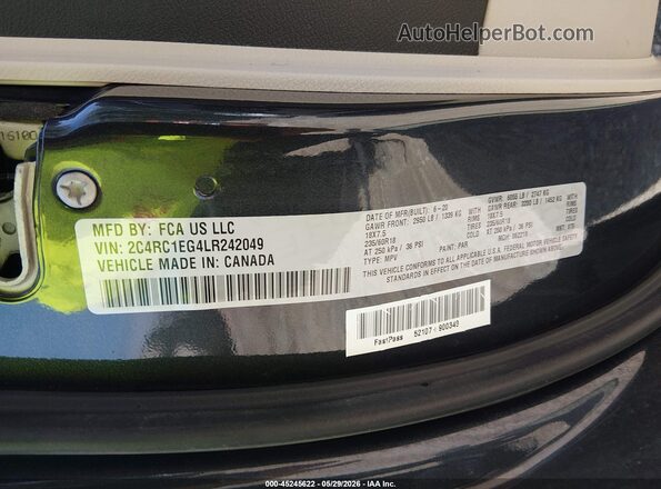 2C4RC1EG4LR242049 2020 CHRYSLER PACIFICA Dark Blue Engine compartment view