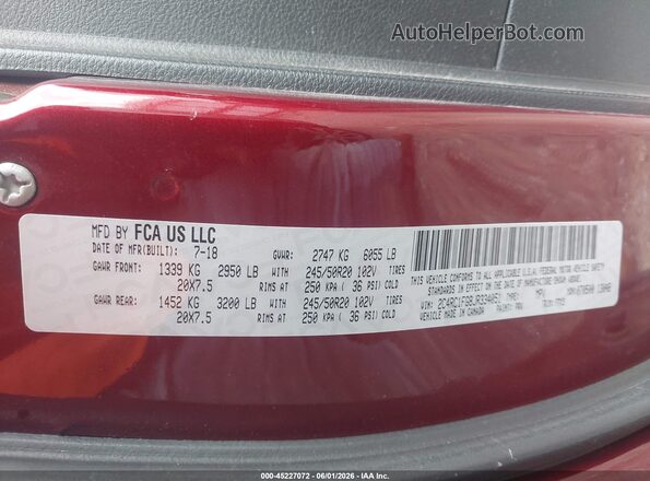2C4RC1FG8JR334051 2018 CHRYSLER PACIFICA Burgundy Շարժիչի բաժամունքի տեսք