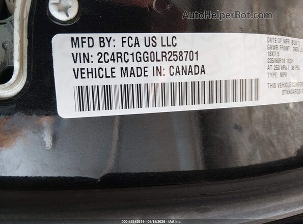 2C4RC1GG0LR258701 2020 CHRYSLER PACIFICA Black Engine compartment view
