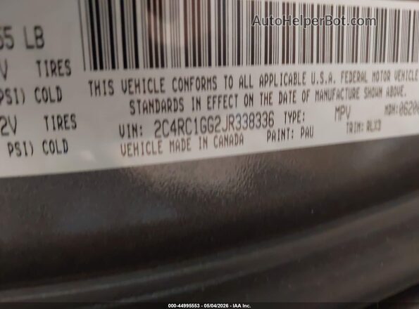 2C4RC1GG2JR338336 2018 CHRYSLER PACIFICA Серый Вид подкапотного пространства