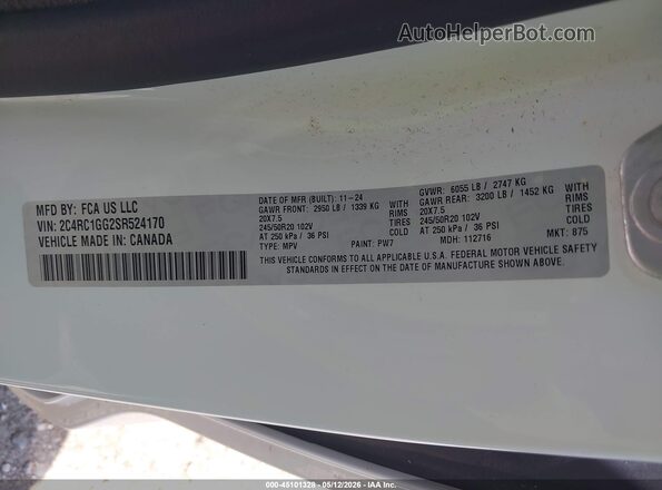 2C4RC1GG2SR524170 2025 CHRYSLER PACIFICA White Engine compartment view