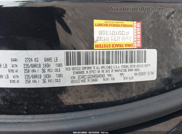 2C4RC1GG3HR504549 2017 CHRYSLER PACIFICA Black Вид підкапотного простору