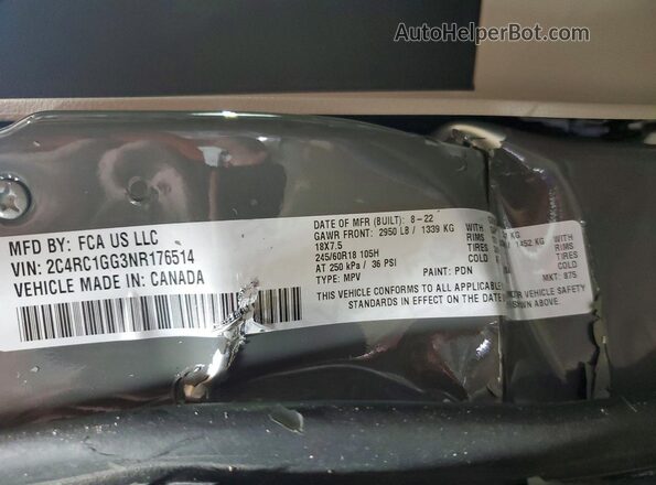2C4RC1GG3NR176514 2022 CHRYSLER PACIFICA Gray 