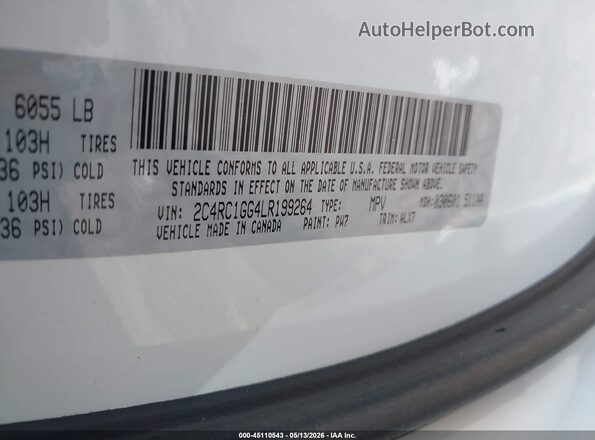 2C4RC1GG4LR199264 2020 CHRYSLER PACIFICA Белый Вид подкапотного пространства